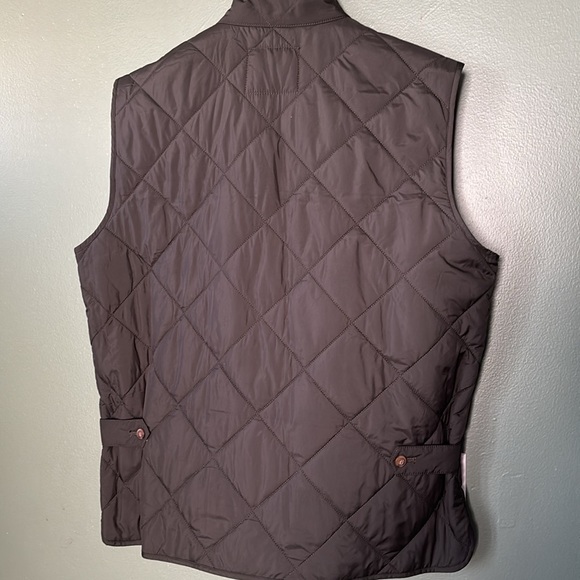 New men Sz L hunter green quilted zip up tall neck outwear business casual vest - Picture 8 of 10